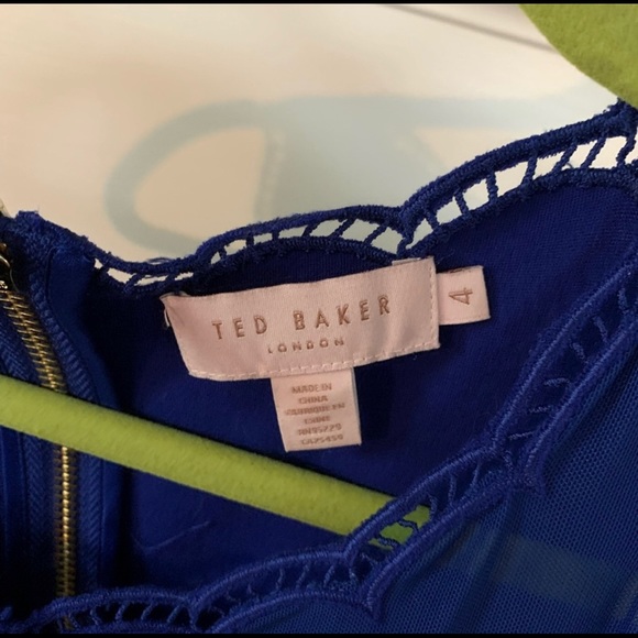 Ted Baker Embroidered Scallop Hem Dress TB size 4 - Picture 4 of 6